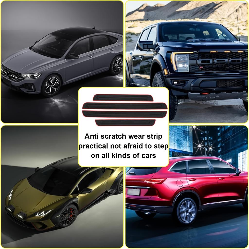 4 шт. Резиновые накладки на пороги - Прочные, устойчивые к царапинам и пыли коврики для пола автомобиля и внедорожника, универсальные, защита салона от царапин