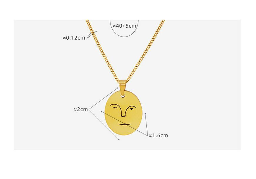 Креативный кулон-ожерелье 'Портрет смайлика' - Позолоченная титановая сталь, ключичная цепочка, европейский и американский стиль