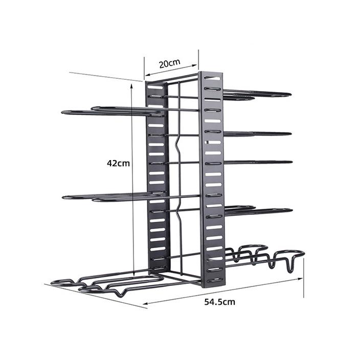 8-уровневая подставка для кастрюль, органайзер для кастрюль и сковородок для шкафа, регулируемый органайзер для кастрюль для организации и хранения кухни, органайзер для крышек кастрюль
