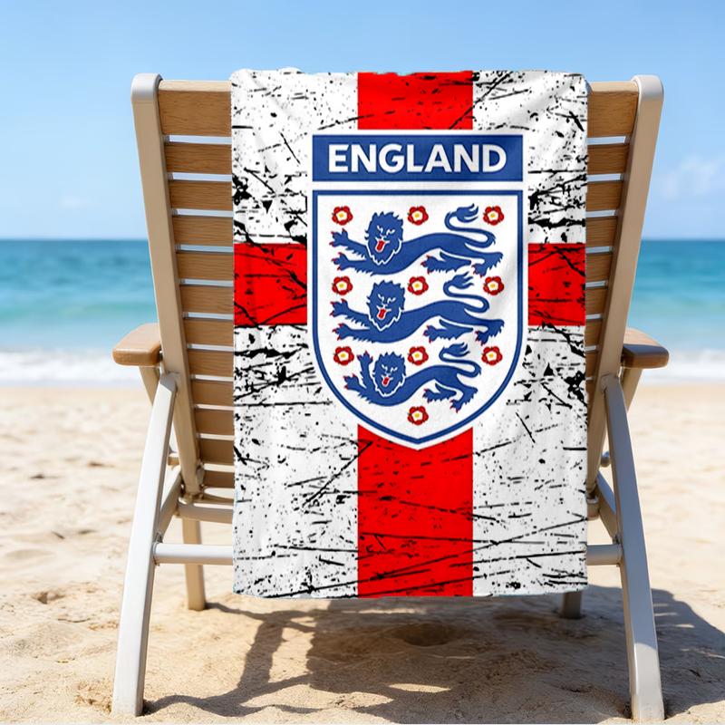 EnglFootball Crest Beach Towel - Soft, Absorbent Microfiber, Lightweight, Ideal for The Beach, Parties, Travel, Camping fan gifts