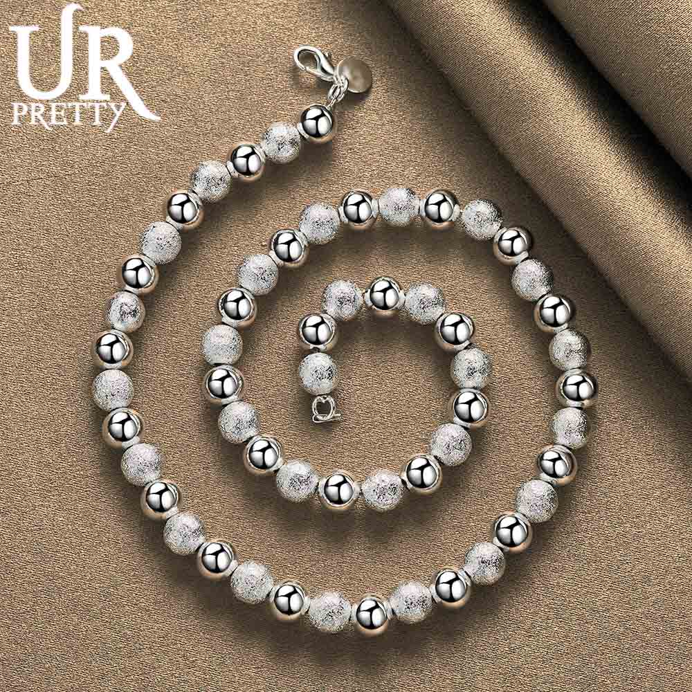 8 мм 92 пробы стерлингового серебра бусины ожерелье модные свадебные украшения