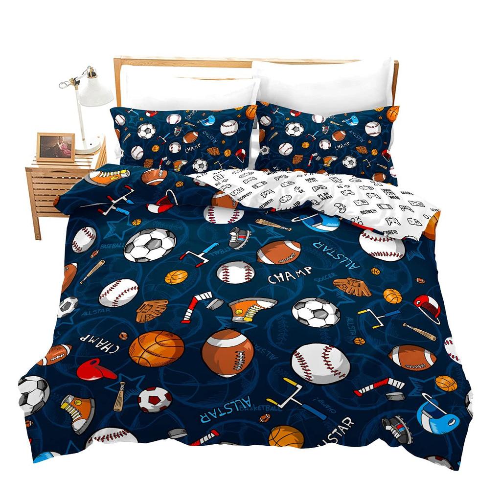 Комплект пододеяльника для футбола «Синее пламя» для подростков, мальчиков, 3D-принт, комплект пододеяльника с футбольным рисунком, полный размер, комплект постельного белья «Огонь и лед», размер «Квин»
