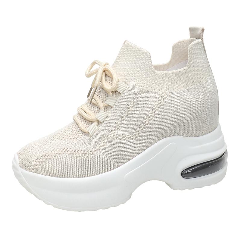 Весенне-осенние женские кроссовки на сетчатом среднем каблуке, 2024 г., женская обувь высокого качества, женская вулканизированная обувь для взрослых на шнуровке