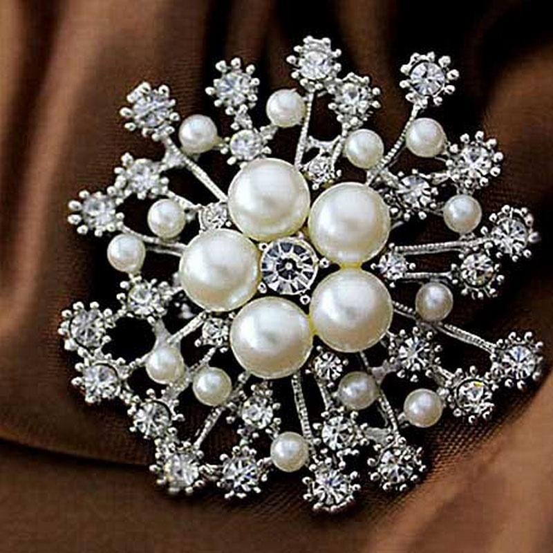 Fashion Women's Big Brooches Imitation Pearls Rhinestones Wedding Brooch Pin Jewelry Accessorise Gift