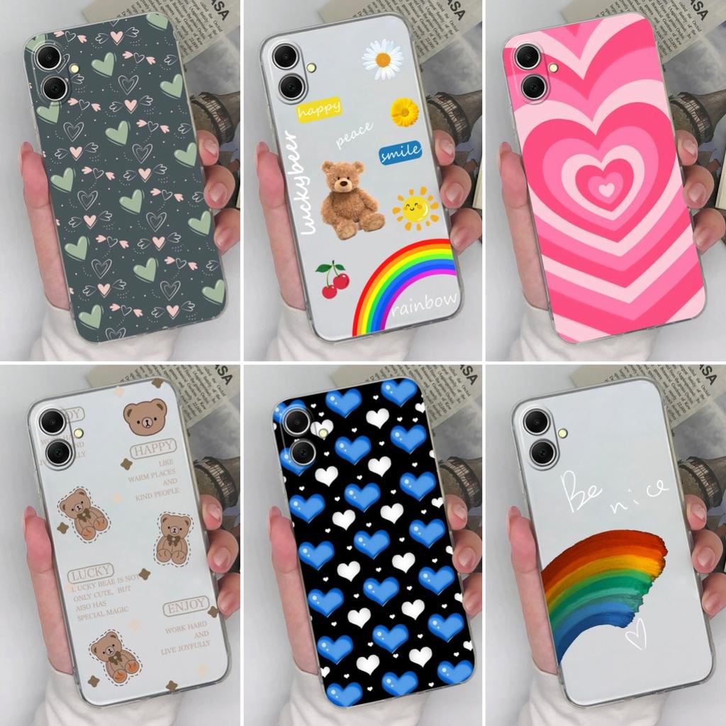 Красивые милые чехлы для телефонов в форме сердца для Samsung A06 A16 A26 A36 A56 F14 M35 S25 Plus Ultra S25Ultra S24 FE Shell Silicone Soft Lens Protection для Samsung