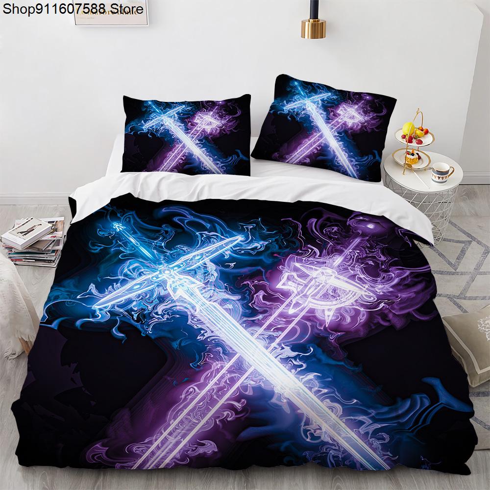 Постельное белье Sword Art Online Аниме Пододеяльники Кинг Квин Двуспальный Односпальный Размер Взрослые Дети Постельное белье Односпальный Двуспальный Размер Декор Дом