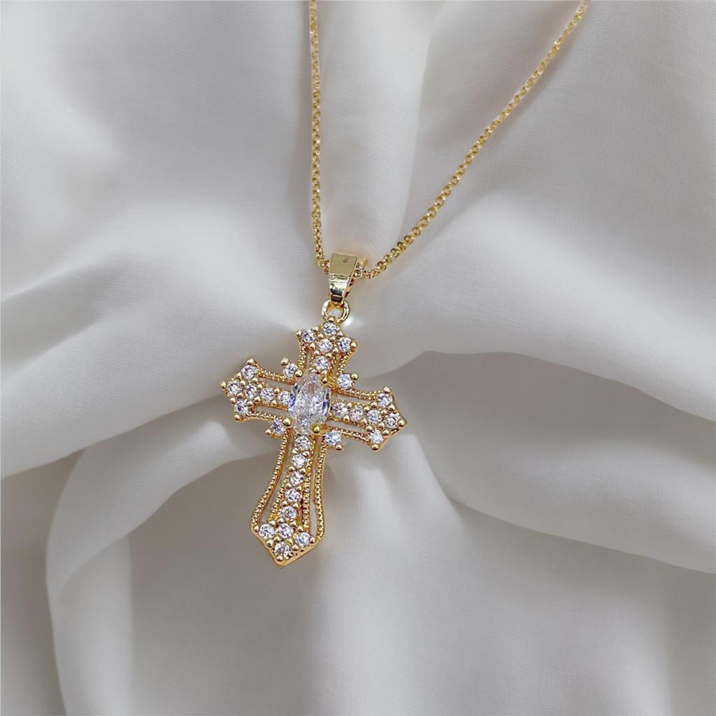 1 шт. Простое ожерелье с подвеской в виде креста из микро-инкрустированного кубического циркония для мужчин и женщин, повседневная одежда