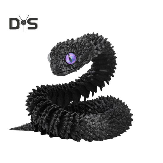 3D Printed Animals Articulated Simulated Snake Stress Relief Toys Realistic Flexible Snake Fidget Toy Tabletop Ornament for Kids Adults