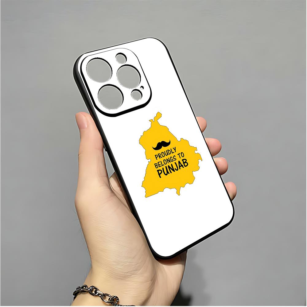 Чехол для телефона с картой Пенджаба для IPhone 16,15,14,13,12,11,XS,XR,X,8,7,Pro,Max,Plus,mini Силиконовый Черный Чехол