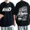 Аниме Дрифт AE86 Initial D Двусторонняя Футболка Круглый Вырез Короткий Рукав Лето Унисекс R34 Skyline GTR JDM Манга Футболки