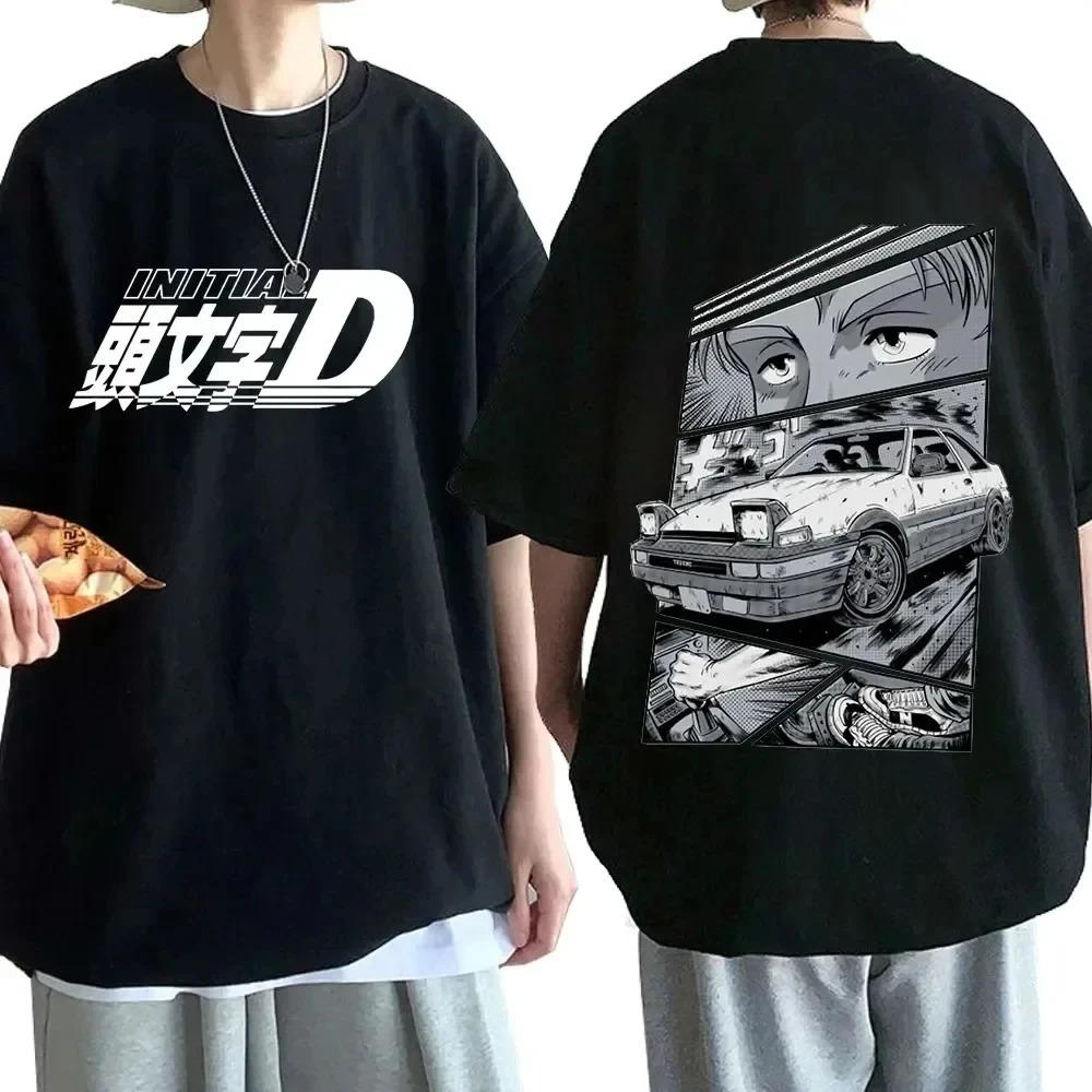 Аниме Дрифт AE86 Initial D Двусторонняя Футболка Круглый Вырез Короткий Рукав Лето Унисекс R34 Skyline GTR JDM Манга Футболки