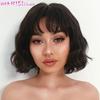 Short Wavy Wigs for Black Women African American Synthetic Bulk Hair Blond Wigs with Bangs Heat Resistant Cosplay Wig
