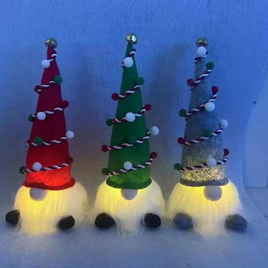 Светящийся Рождественский Гном Ручной Работы Плюшевый Скандинавский Шведский Томте Светящийся Санта Эльф Игрушка для Зимнего Настольного Декора Многоярусного Подноса Внутренний Рождественский Декор