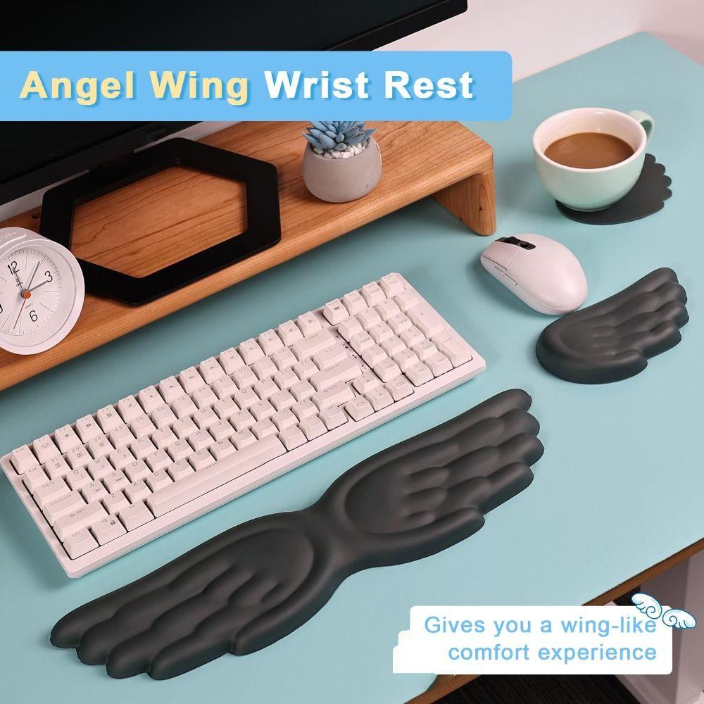 Angel Wing Mouse Pad Memory Foam Keyboard Palm Rest New Wrist Support  for Office and Gaming