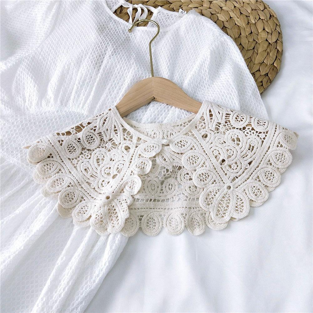 Полый хлопок для женщин, женская одежда, швейная шаль, аппликация, поддельный воротник, кружевной вырез, украшение для одежды, съемный воротник