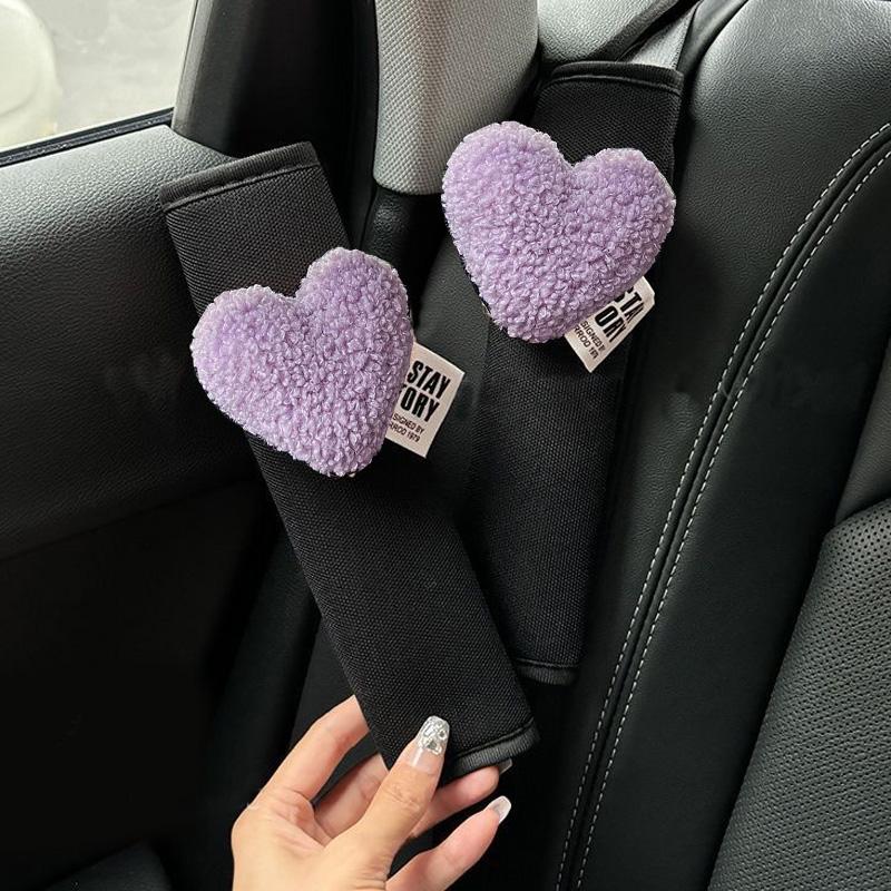 Милый чехол для ремня безопасности автомобиля в стиле ретро с красным сердцем, шелковый наплечный ремень, подушка для ремня безопасности, автомобильный протектор, забавный аксессуар для безопасности транспортного средства