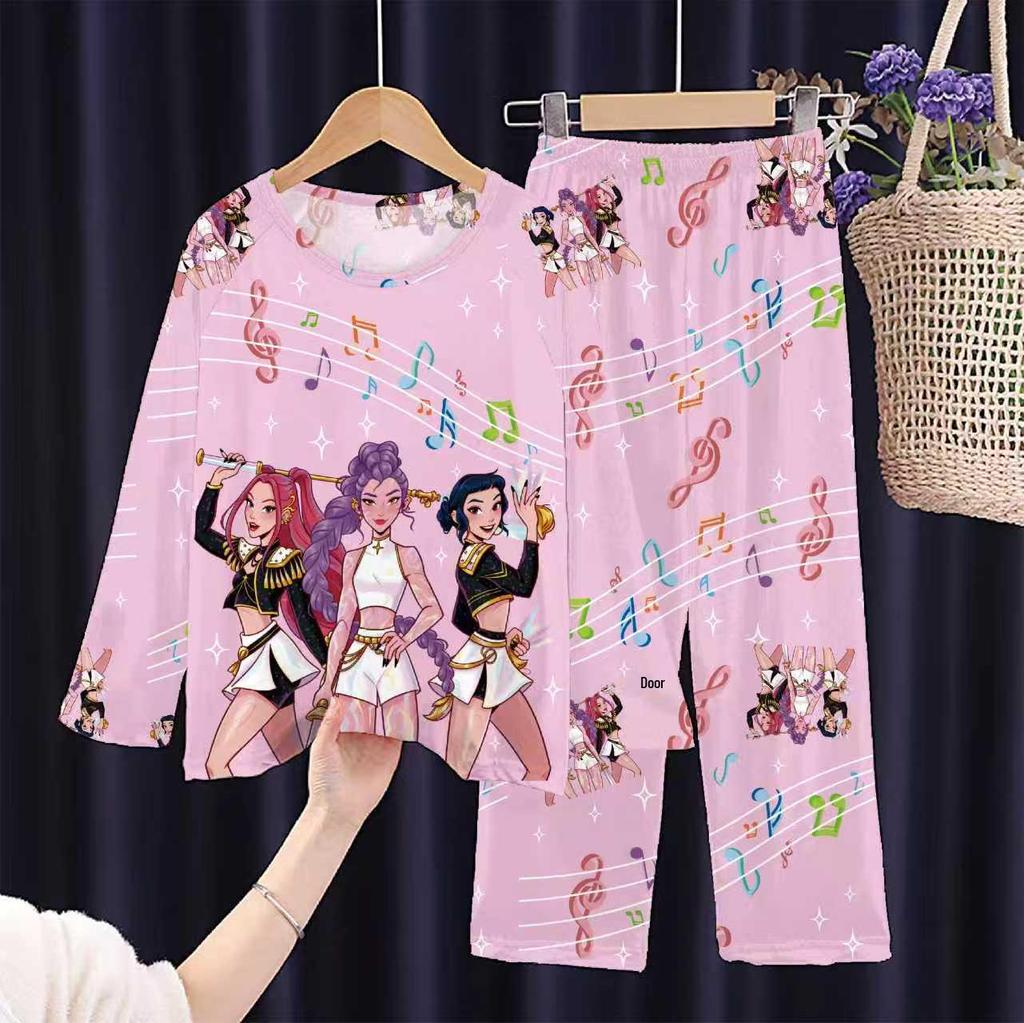 Southeast Asia Kids' Demon Slayer Pajamas: Long Sleeve & Pants Set for Girls
