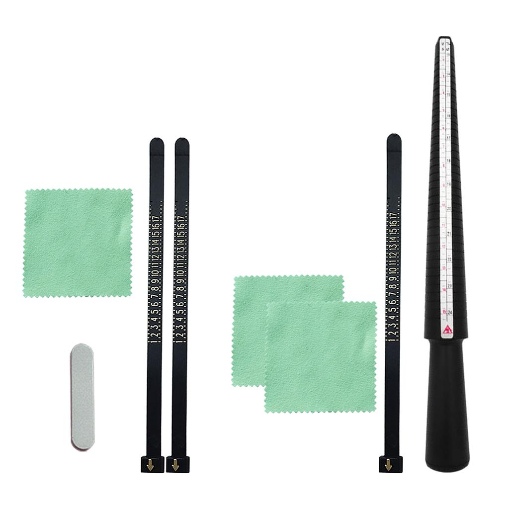 Set of 4 Finger Measurement Tools Practical Rings Sizer Measuring Scales Precise Finger Sizer Set with Cloth Sponge