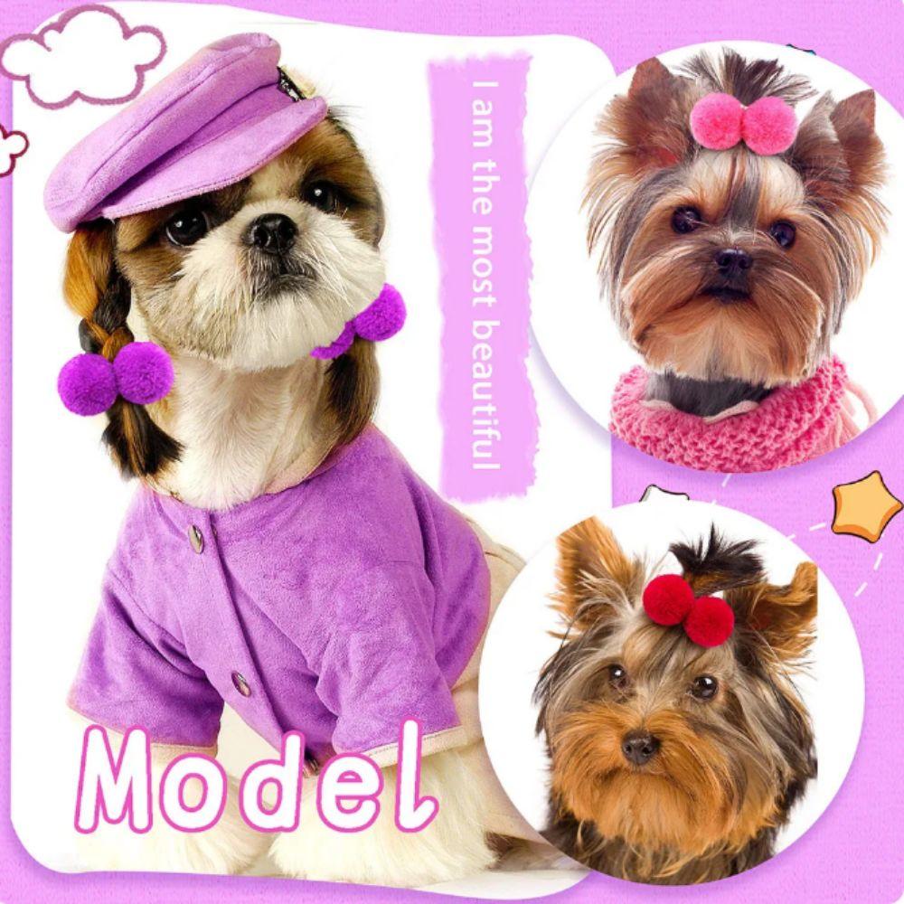 10 шт. Двойные плюшевые шарики Банты для груминга питомцев Плюшевые резинки для волос собаки Эластичные резинки для волос питомца Груминг