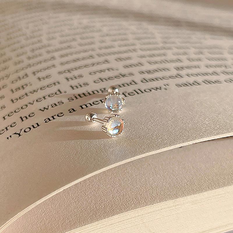 1 пара сережек-гвоздиков с лунным камнем в форме уха и гвоздя для женщин и девочек