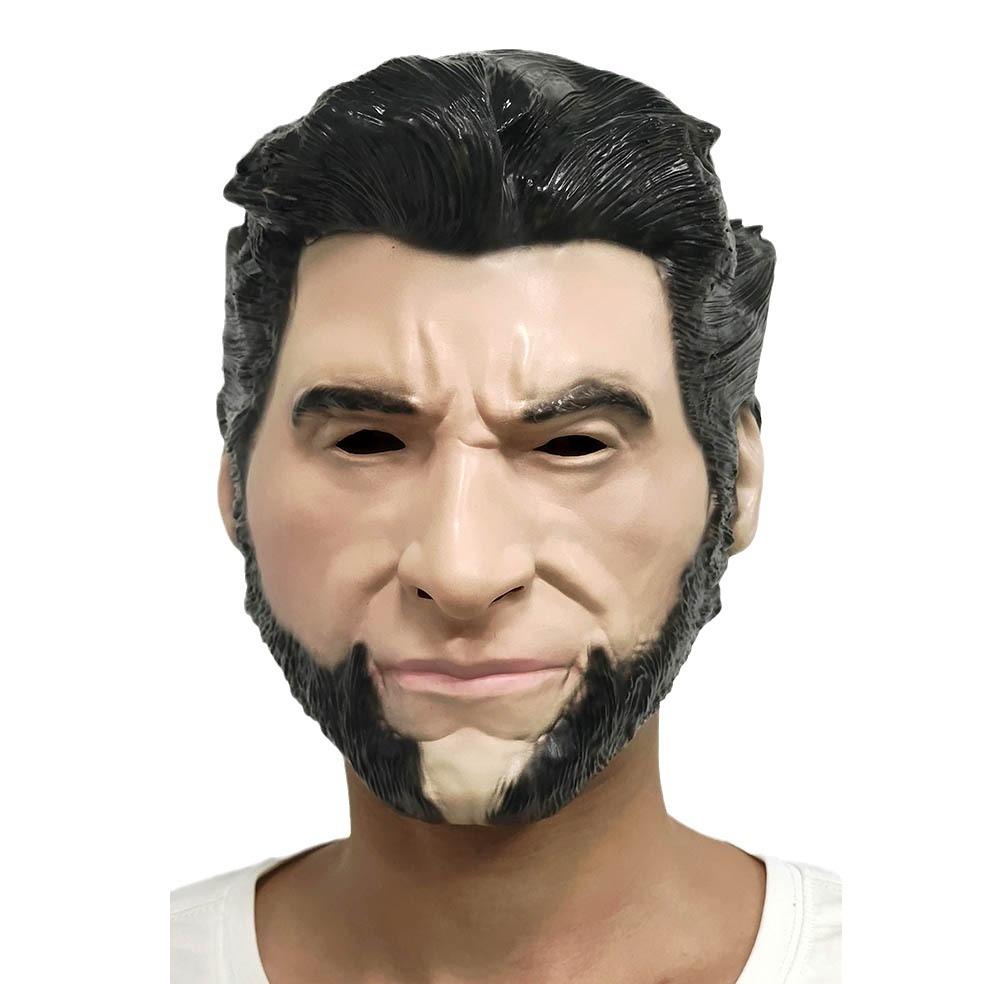 Uncle Wolf Mask Halloween cos Wolverine character headgear, black hair, big beard, funny face prop for men