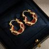Ретро Преувеличенный Леопардовый Принт Большой Цветочный Дизайн Серьги Модные Легкая Роскошь Серьги с Характером Простые и Универсальные Персонализированные Серьги