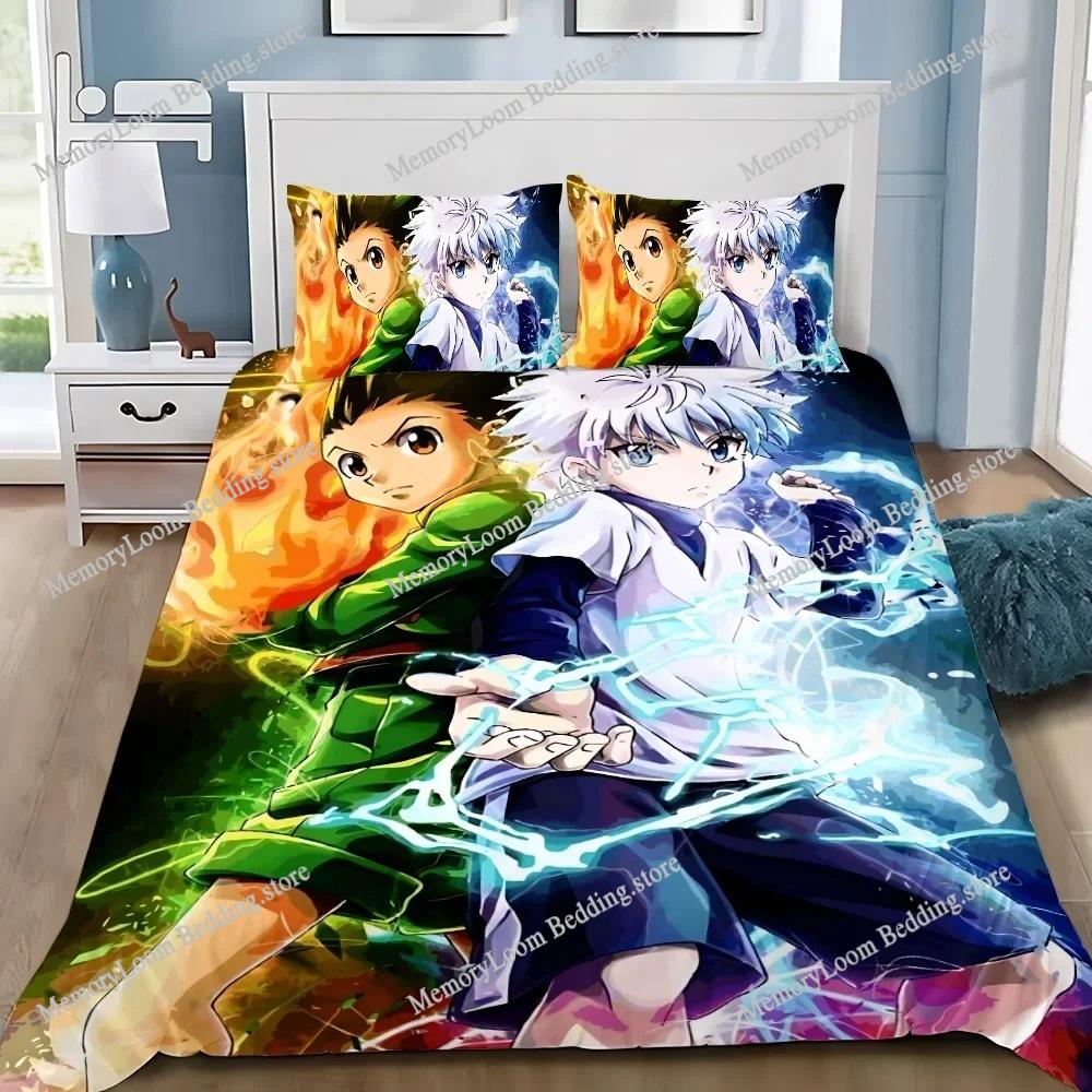 Домашний текстиль Мультфильмы Забавный Hunter x Hunter Пододеяльник Наволочка Комплект постельного белья для мальчика/девочки Размер King/Queen/Twin Мягкий полиэстер