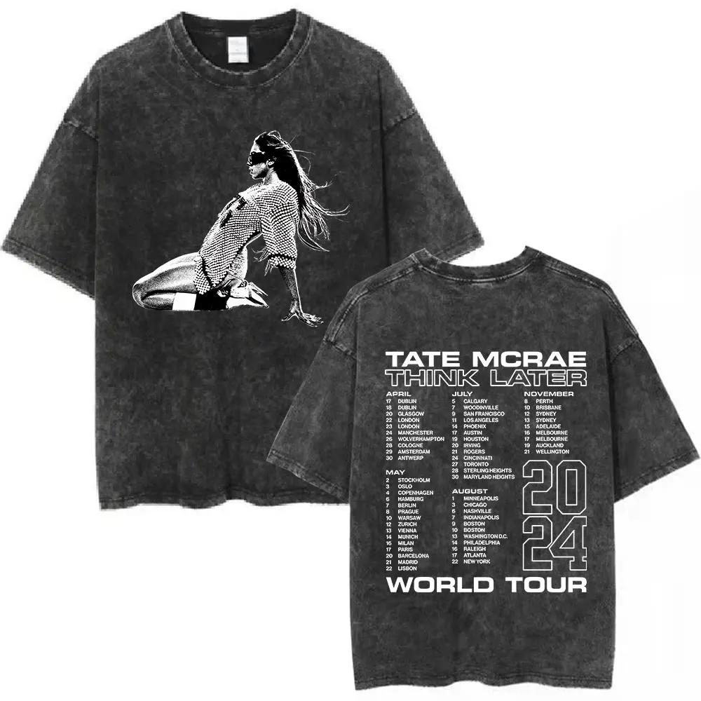 Tate Mcrae Greedy Album Tour Merch T Shirt Men Women Fashion Vintage Washed Short Sleeve Oversized Tshirts 100 Cotton T Shirts