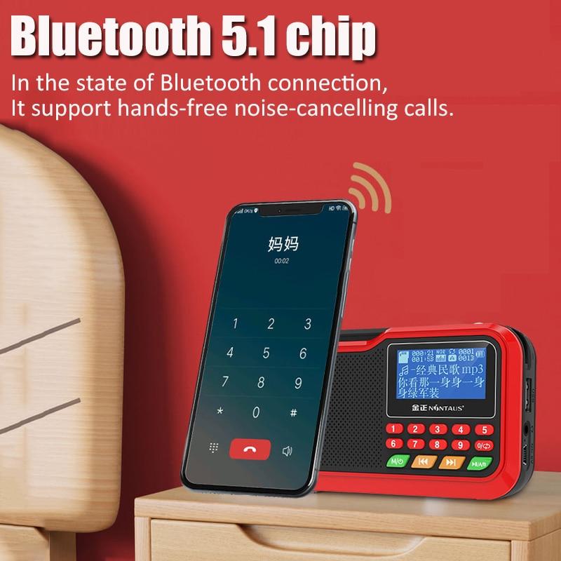 Портативный FM-радио, мини-радиоприемник, Bluetooth-динамик, музыкальный плеер с ЖК-дисплеем, поддержка громкой связи TFCard/USB/гарнитура