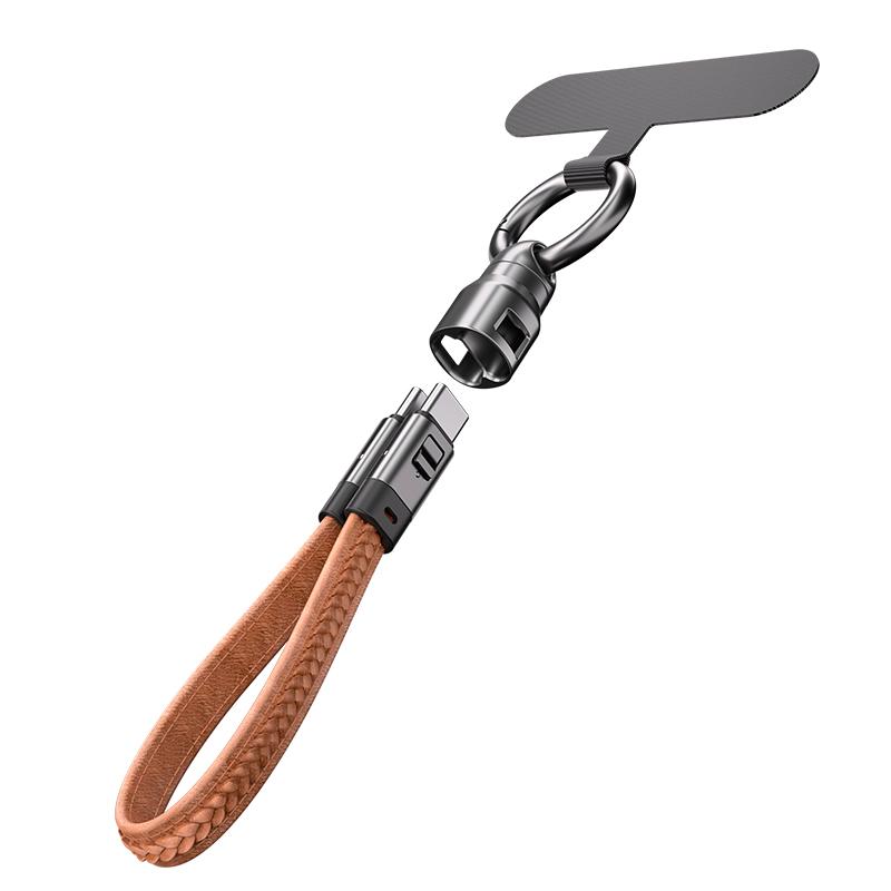 Кабель для быстрой зарядки мобильных устройств 240 Вт Type-C на USB-C Брелок Веревка для подвешивания против потери 48 В 5 А Короткий кабель Кабель для зарядки ноутбука/планшета