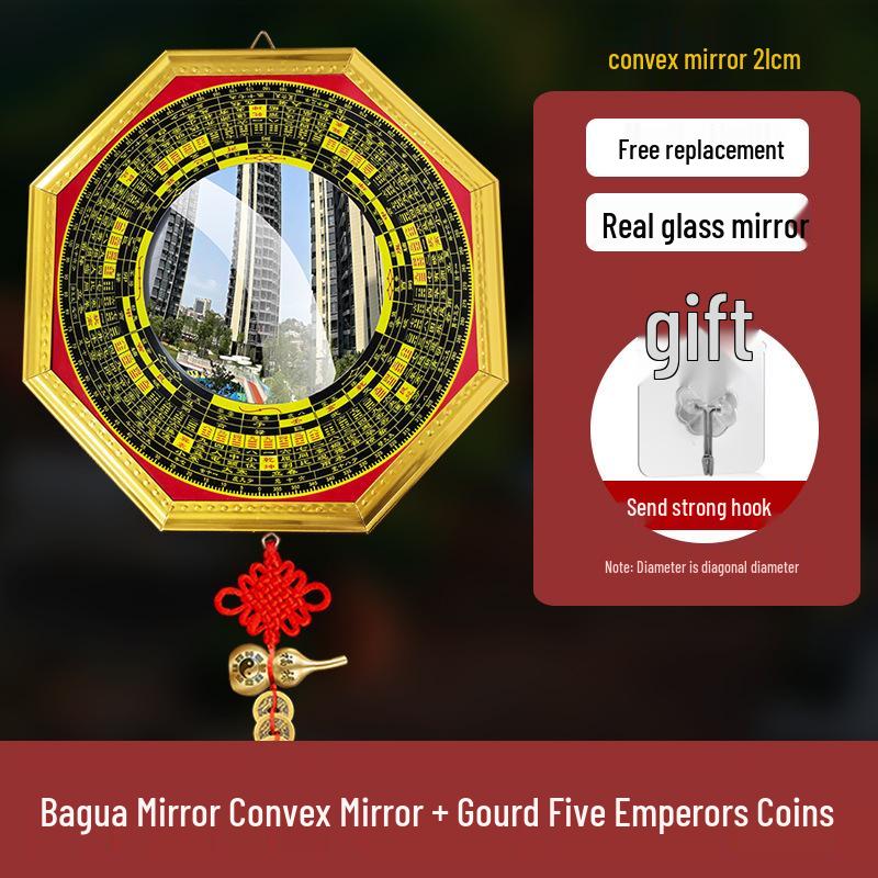 Pure Copper Bagua Convex Mirror for Home & Shop Décor