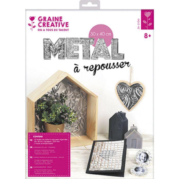 PACK 10 FEUILLES METAL A REPOUSSER (ALUMINIUM) ARGENT 400x300x0,07mm