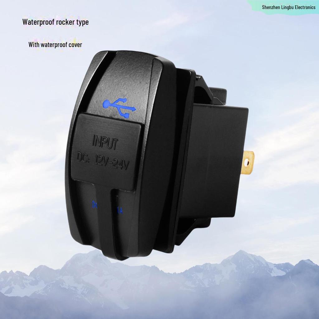 Waterproof Dual USB Car Charger with LED Indicator for 12-24V Car