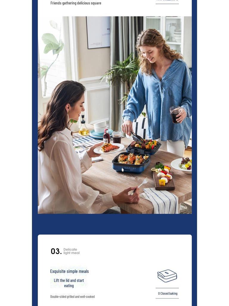 Многофункциональная электрическая сковорода для блинов и жарки Morphy MR8600 с автоматическим двухсторонним нагревом для домашних завтраков.