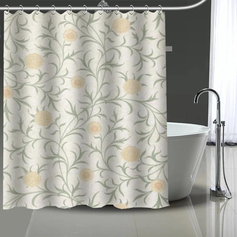 Уильям Моррис Искусство Пользовательский Узор Полиэстер Занавеска для Ванной Водонепроницаемая Занавеска для Душа Сделай Сам Экран для Ванной Напечатанная Занавеска для Ванной