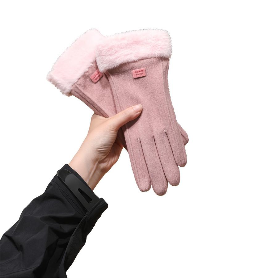 Women's Winter Warm Gloves Faux Fur Cuff Touchscreen