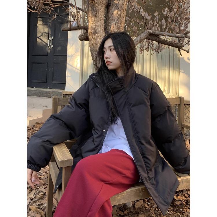 Зимняя модная свободная хлопковая куртка для женщин, пальто с воротником-стойкой