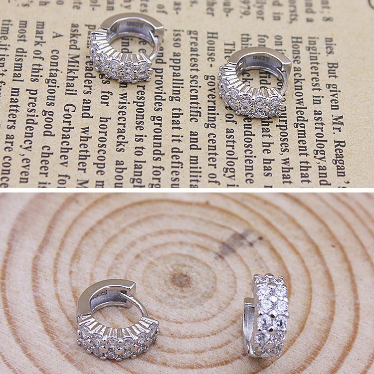 Серебряные двухрядные женские серьги с блестящим цирконом, подходящие для подарка на День святого Валентина