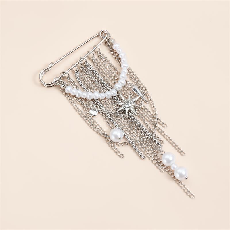 Элегантная брошь-кисточка с жемчужной цепочкой, модная женская одежда, декор, аксессуары, ювелирная булавка, булавки для регулировки талии брюк, подвеска для сумки, подарки