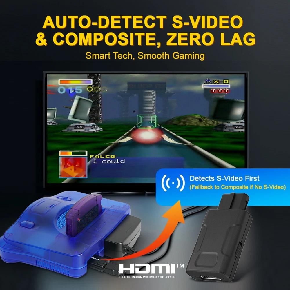Мини-адаптер HDMI™ 720P 1080P для N64/SNES/SFC/NGC 4:3/16:9-канальный Автоматический Переключатель Видеоконвертер S-Video Композитное Видео