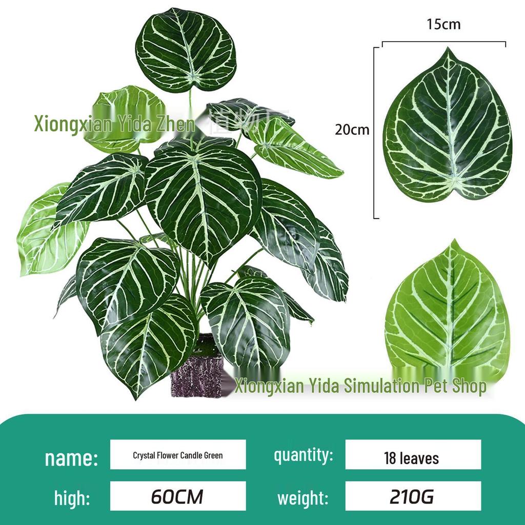 Artificial Green Plant Arrangement with 18 Leaves for Scenic Décor in Hotels and Malls