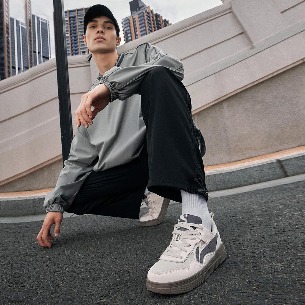 Li-Ning Qingyun удобные универсальные нескользящие износостойкие дышащие низкие кроссовки для скейтбординга мужские кроссовки белые серые AGCT297-1