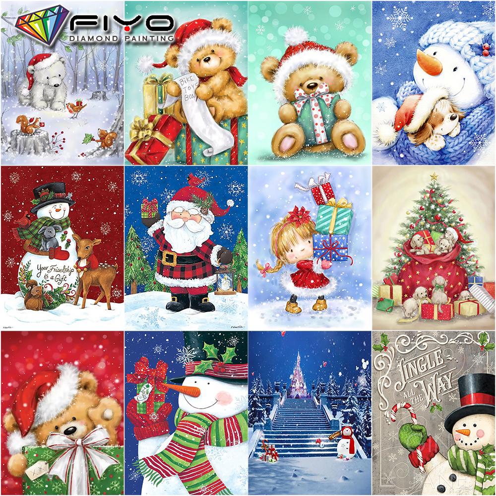 5d алмазная живопись Рождественский медведь шляпа ремесленная полная квадратная Алмазная вышивка крестиком мозаика с изображением животных Рождественская настенная живопись