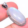 Natural Rainbow Moonstone Gemstone 925 Solid Sterling Silver Pendant 1.38" z4C20