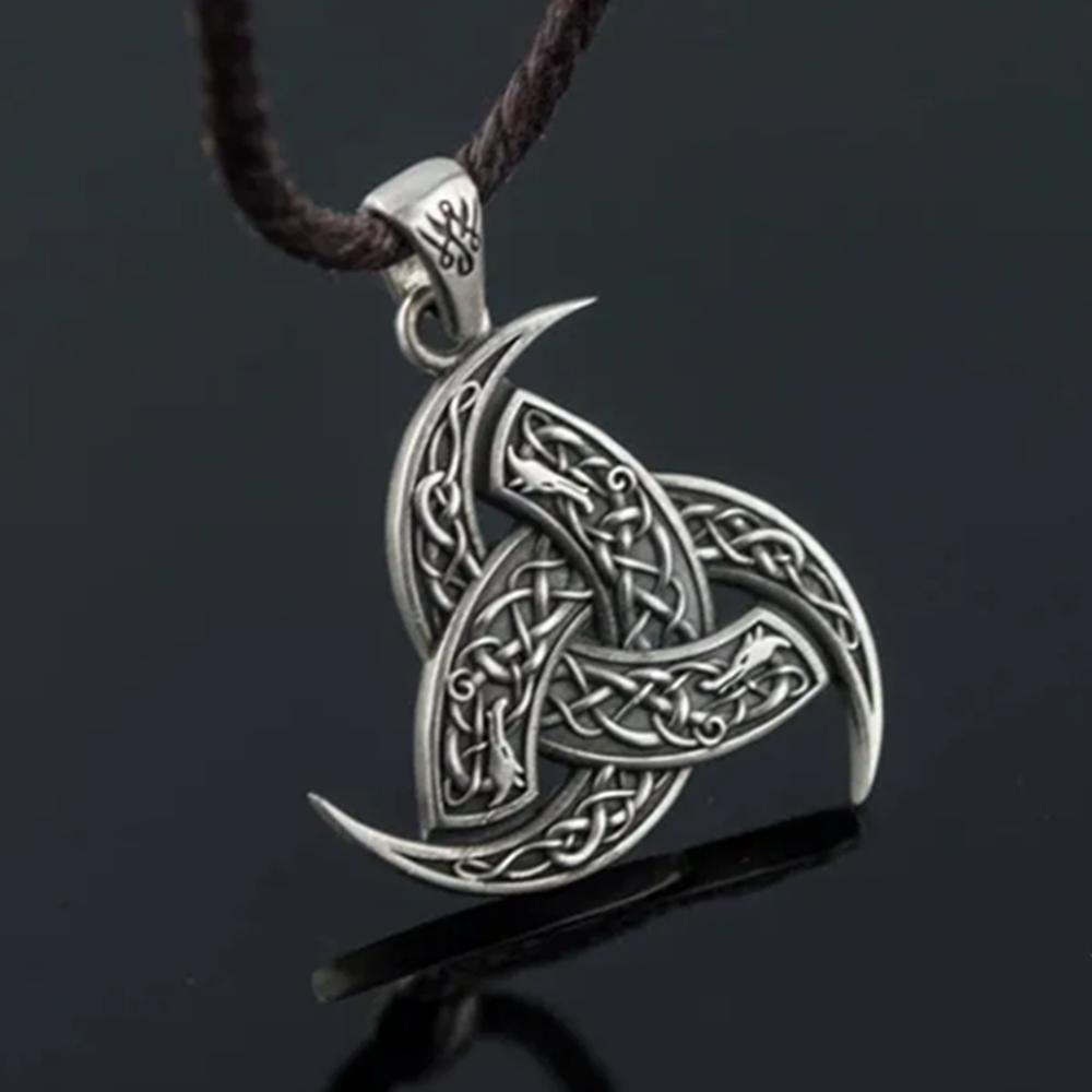 Винтажное ожерелье с подвеской в ​​стиле скандинавского викинга, черное кожаное ожерелье для лучшего друга, легендарный амулет викингов с узлом, подвеска, ювелирные изделия для мужчин