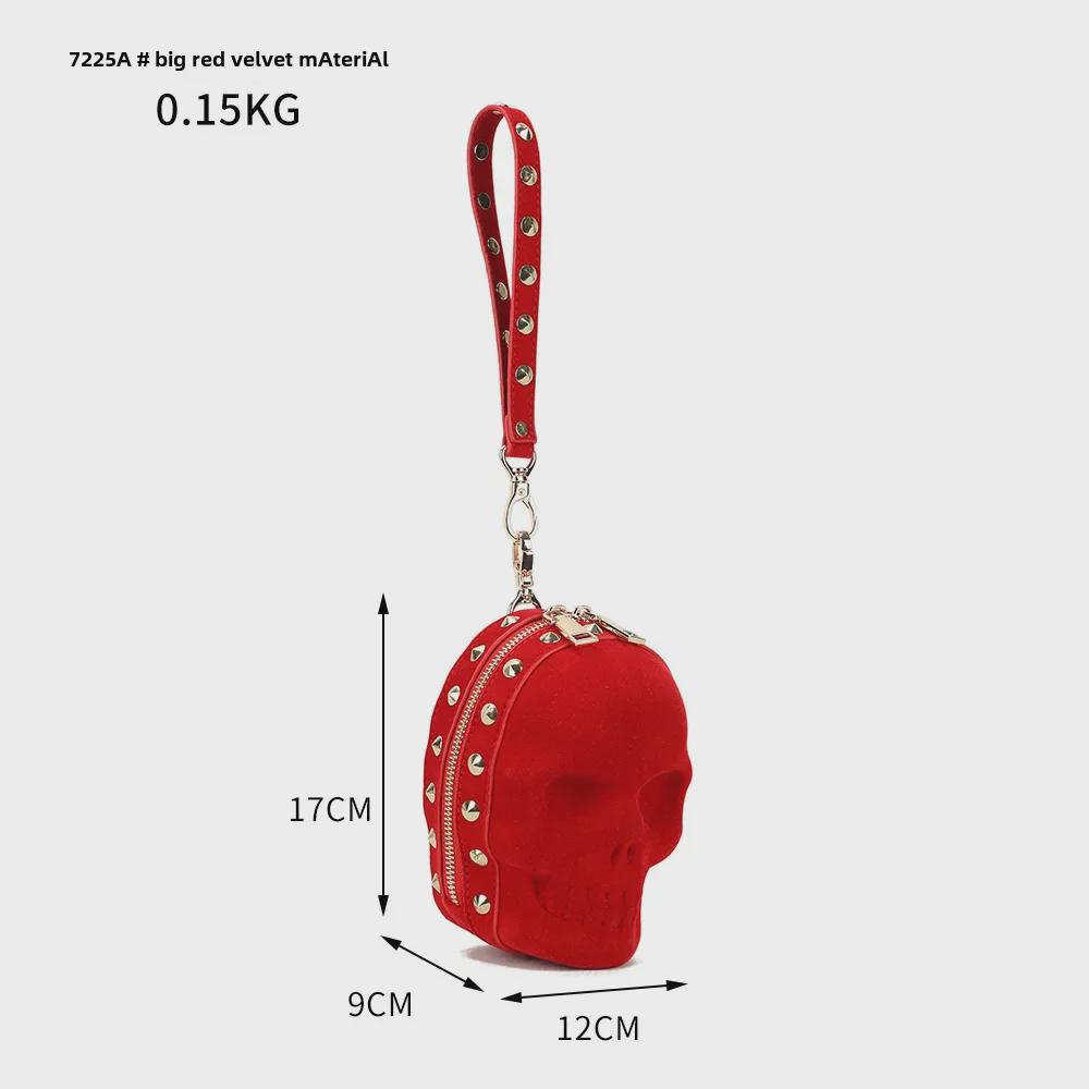 Корейская поясная сумка с заклепками в стиле панк и ретро-черепом - блестящая мини-сумка унисекс