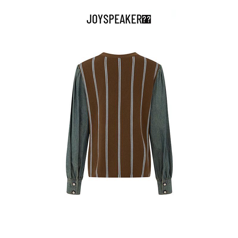 JOY SPEAKER Женская сшитая рубашка с круглым вырезом и длинными рукавами