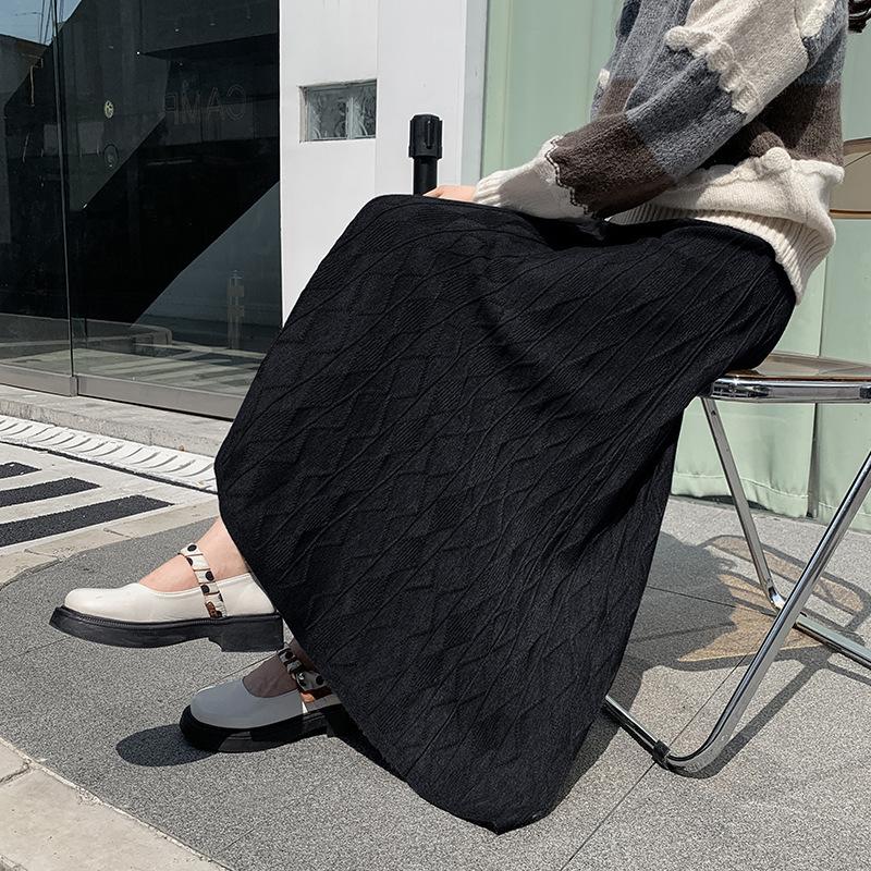 Трикотажная юбка для женщин миди с высокой талией тонкая осень-зима теплая женская длинная юбка