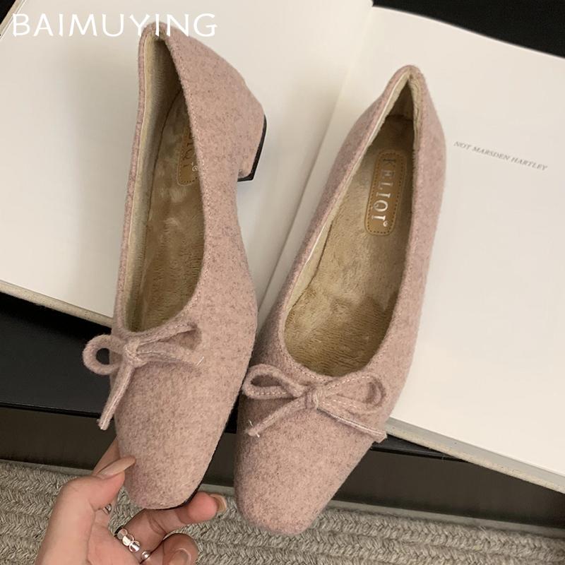 Женские туфли-лоферы с бантом и плоским носком, элегантные туфли на плоской подошве с квадратным носком, тренд 2025 года, дизайнерское зимнее платье Chausssures Femme