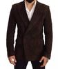 AL KHALID Men's Dark Brown Suede Blazer Stylish DOUBLE BREASTED Handmade Designer Formal